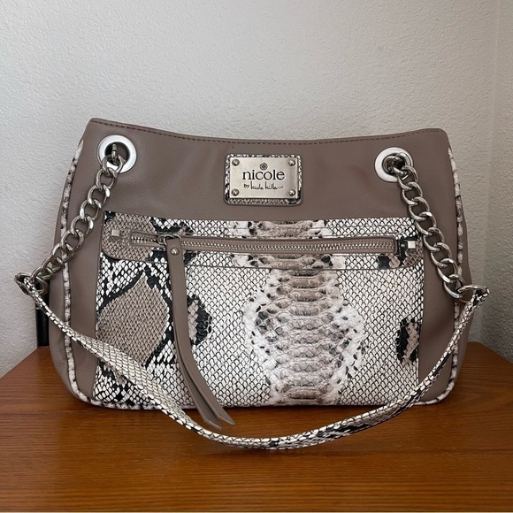 Nicole Miller Faux Snakeskin Shoulder Bag - Picture 2 of 6